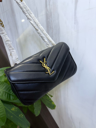 Saint Laurent LouLou Black Quilted Chain Envelope Bag view 7