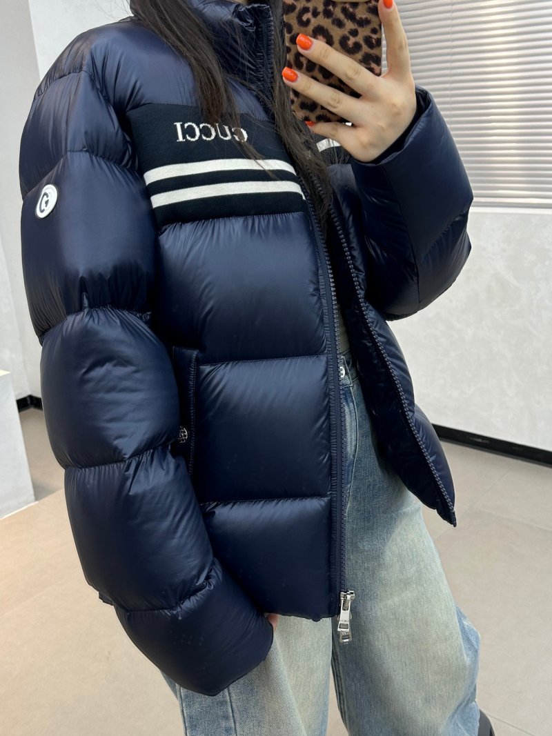 Gucci Navy Striped Down Puffer Jacket