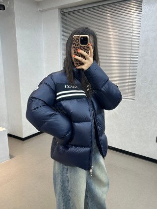 Gucci Navy Striped Down Puffer Jacket view 2