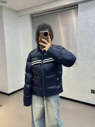 Gucci Navy Striped Down Puffer Jacket view 3