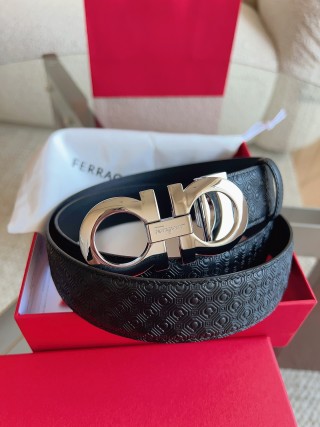 Salvatore Ferragamo Black Leather Gancini Buckle Belt 3.5cm view 4