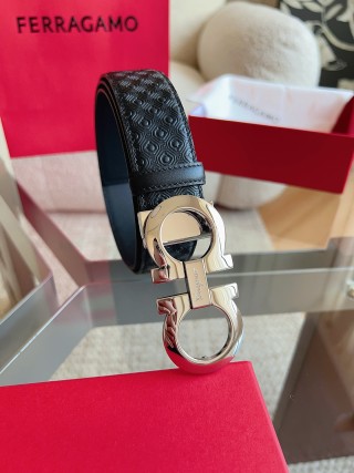 Salvatore Ferragamo Black Leather Gancini Buckle Belt 3.5cm view 5