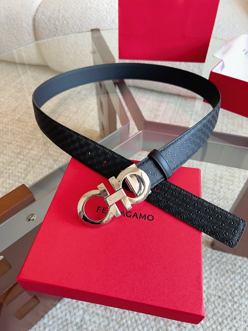 Salvatore Ferragamo Black Leather Gancini Buckle Belt 3.5cm view