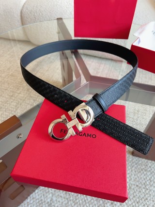 Salvatore Ferragamo Black Leather Gancini Buckle Belt 3.5cm view 6