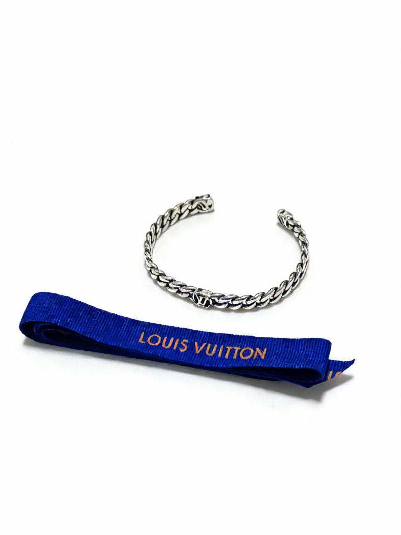 Louis Vuitton Silver Cuban Chain Bracelet - Adjustable