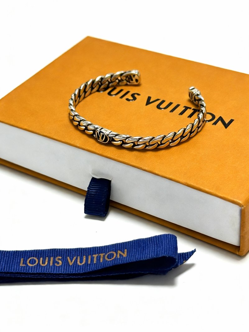 Louis Vuitton Silver Cuban Chain Bracelet - Adjustable view