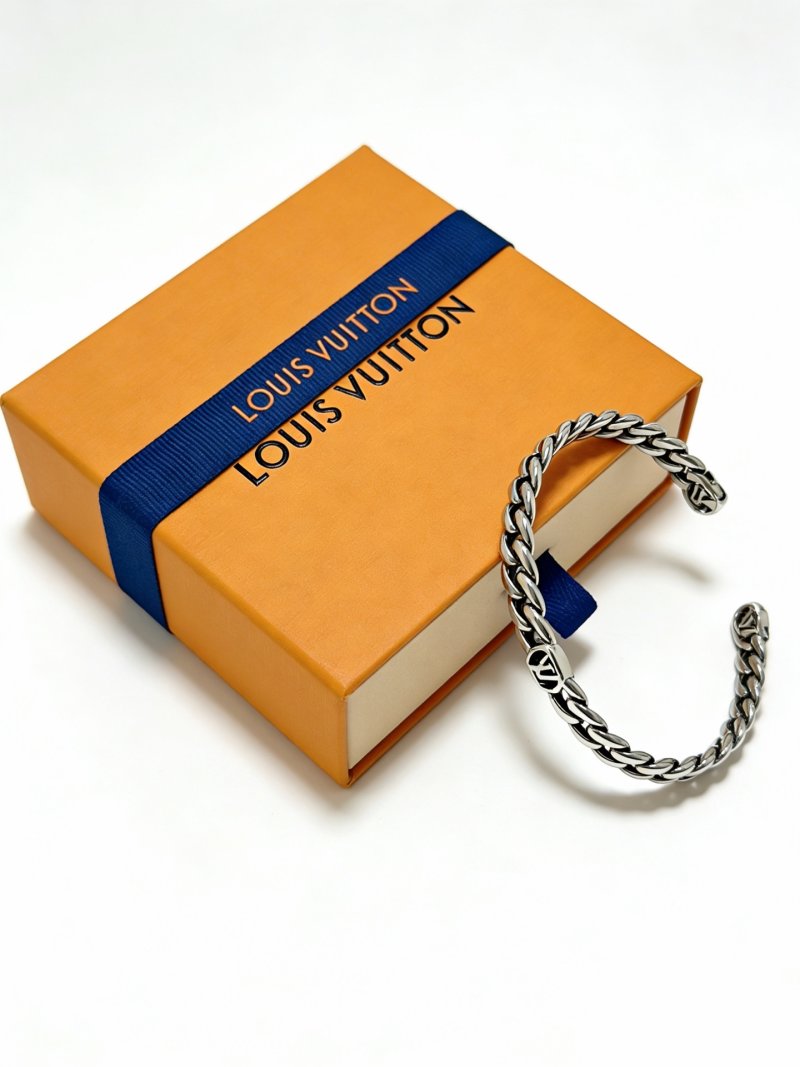 Louis Vuitton Silver Cuban Chain Bracelet - Adjustable view