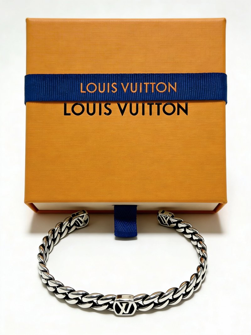 Louis Vuitton Silver Cuban Chain Bracelet - Adjustable view