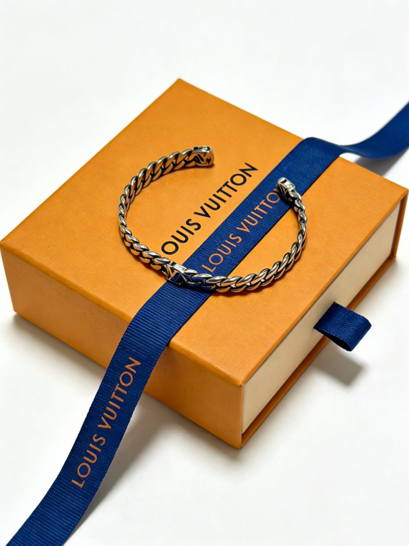 Louis Vuitton Silver Cuban Chain Bracelet - Adjustable view