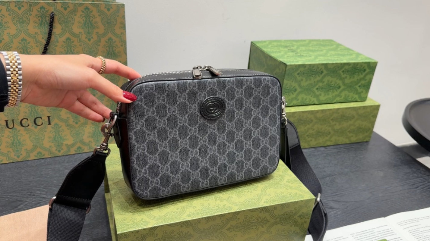 Gucci GG Canvas Shoulder Bag Grey