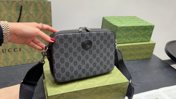 Gucci GG Canvas Shoulder Bag Grey