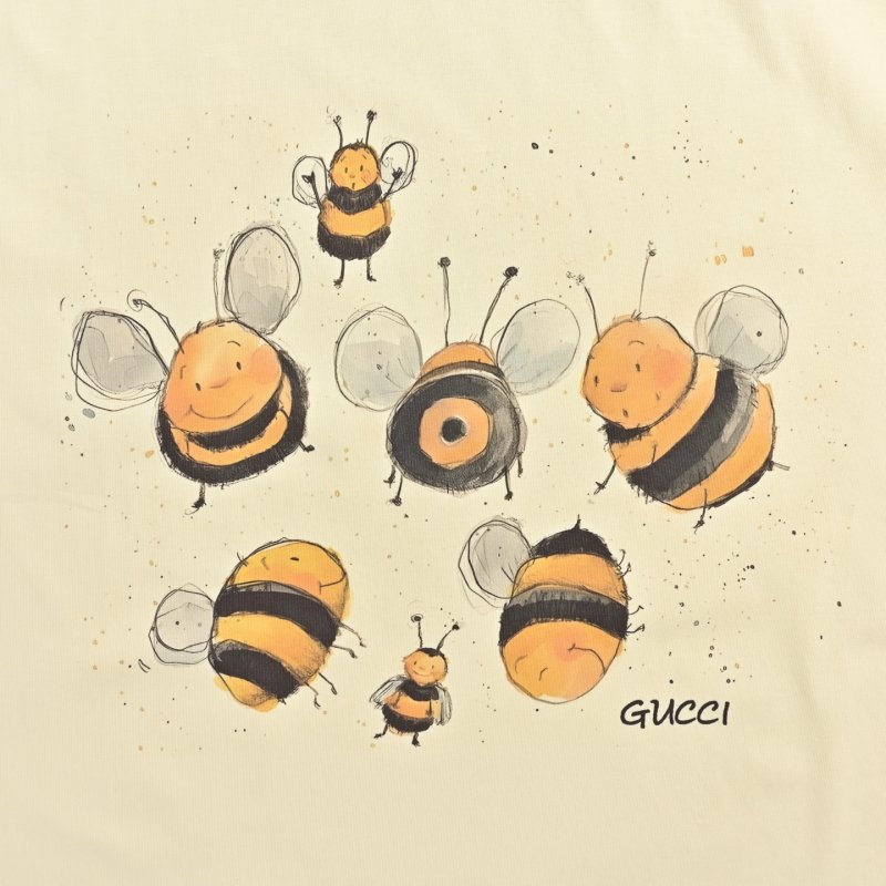 Bee Print Cream Short-Sleeve T-Shirt view