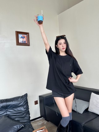 Black Pocket Crew Neck T-Shirt view 3