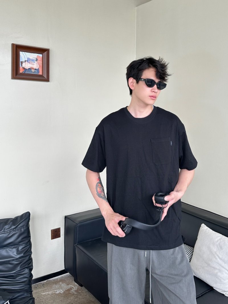 Black Pocket Crew Neck T-Shirt view