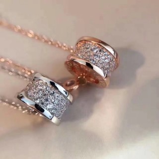 Bvlgari Pave Diamond Pendant Necklace – Rose Gold & White Gold
