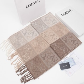 Loewe Anagram Checkerboard Wool Scarf - Beige Multi