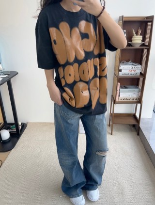 Black & Gold Oversized Graphic T-Shirt view 2