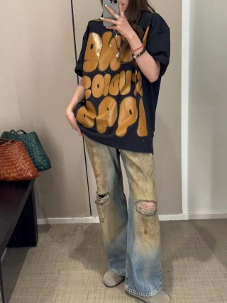 Black & Gold Oversized Graphic T-Shirt view 7