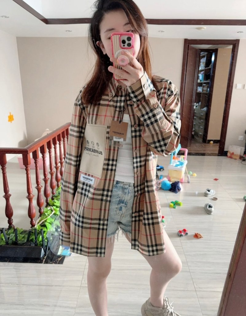 Burberry Beige Check Oversized Blazer view
