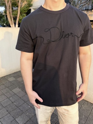 Dior Script Embroidered Black T-Shirt
