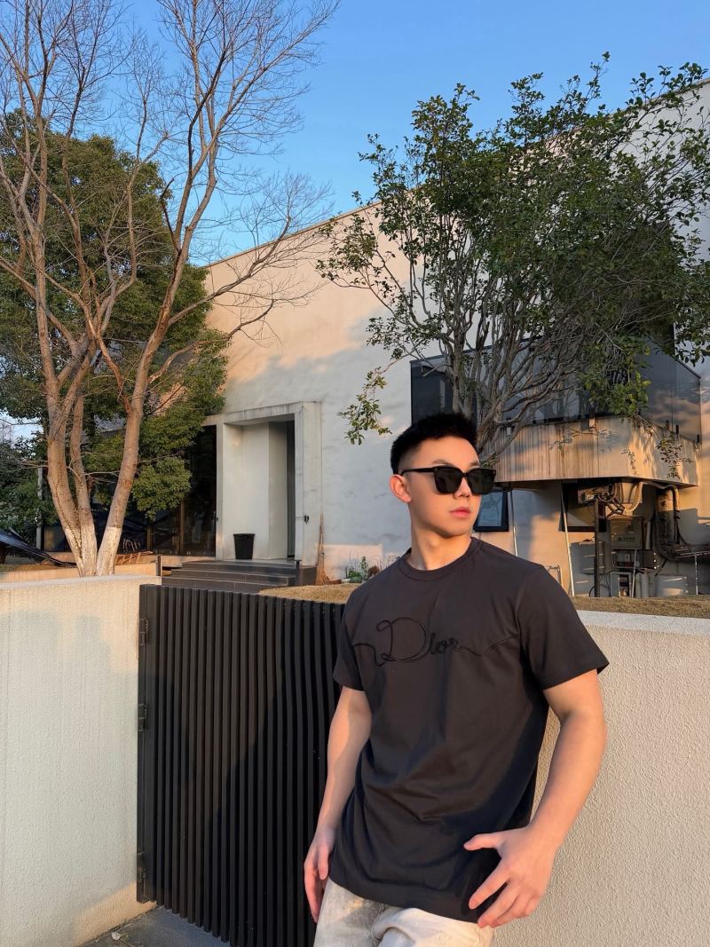 Dior Script Embroidered Black T-Shirt view