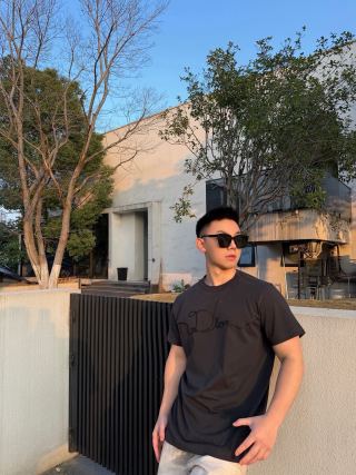 Dior Script Embroidered Black T-Shirt view 4