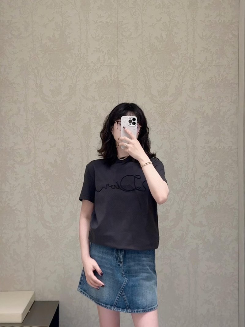 Dior Script Embroidered Black T-Shirt view