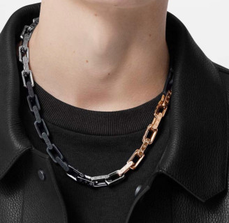 Louis Vuitton LV Monogram Bamboo Chain Necklace Silver & Gold