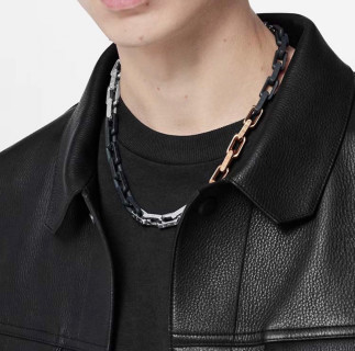 Louis Vuitton LV Monogram Bamboo Chain Necklace Silver & Gold view 2