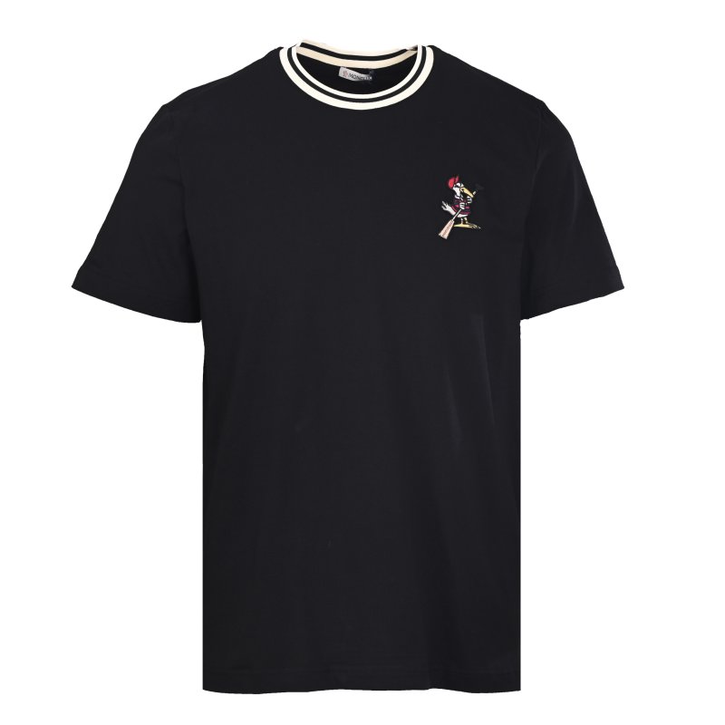 Black Short Sleeve T-Shirt with Embroidered Graphic Print view