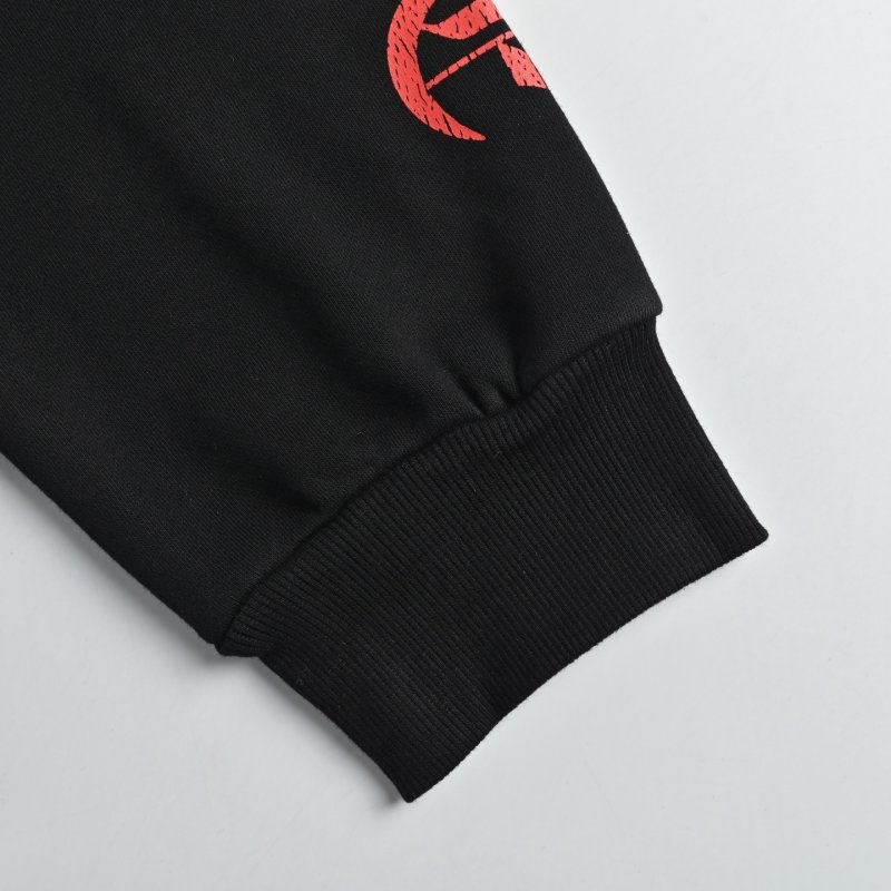 Black Zip-Up Hoodie Jacket with Red Embroidered Graphics view