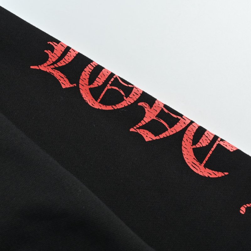 Black Zip-Up Hoodie Jacket with Red Embroidered Graphics view