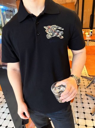Burberry Equestrian Knight Embroidered Black Polo Shirt