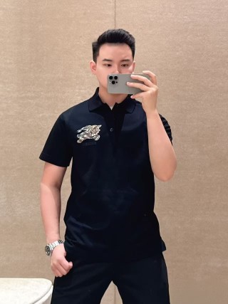 Burberry Equestrian Knight Embroidered Black Polo Shirt view 2