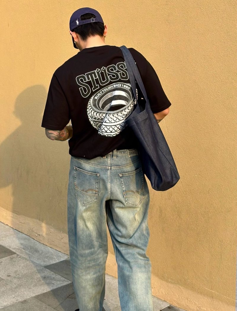 Stüssy Tire Print Black T-Shirt view