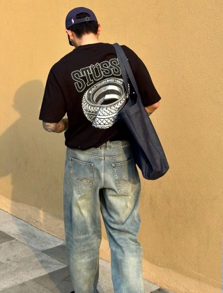 Stüssy Black Tire Graphic Short Sleeve T-Shirt view 6