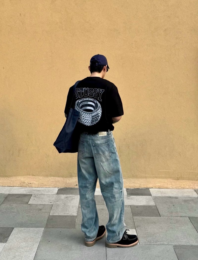 Stüssy Tire Print Black T-Shirt view
