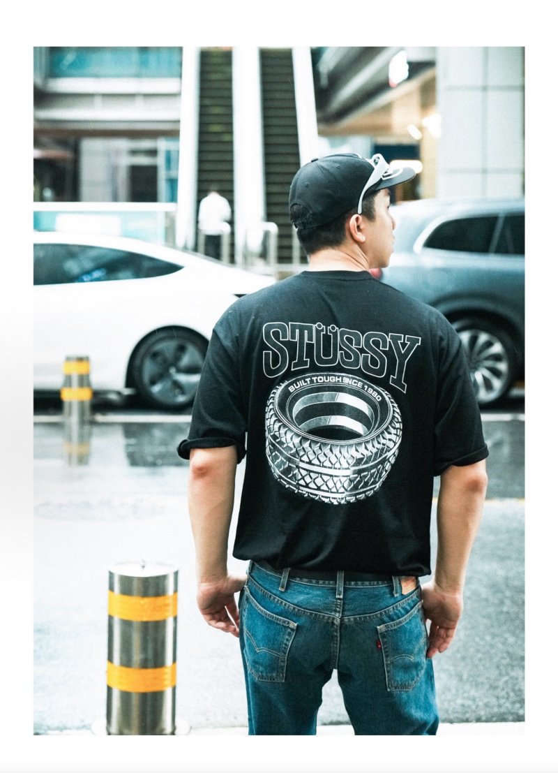 Stüssy Tire Print Black T-Shirt view