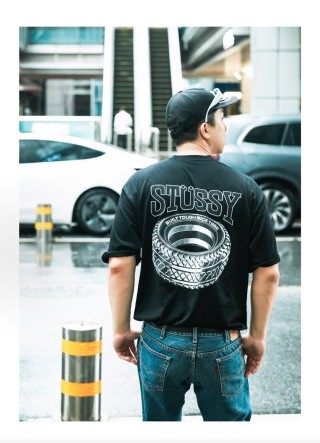 Stüssy Black Tire Graphic Short Sleeve T-Shirt view 8