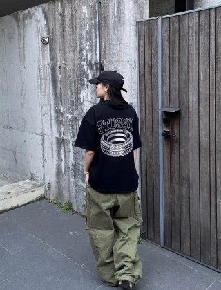 Stüssy Black Tire Graphic Short Sleeve T-Shirt view 9