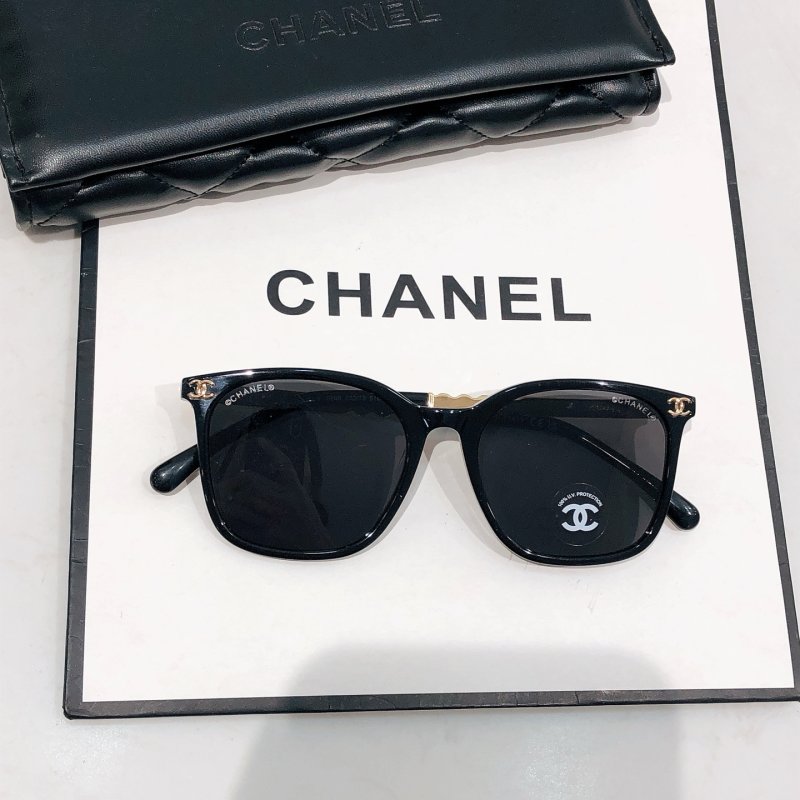 Chanel CH0606 Black Square Sunglasses with Pearl Detail