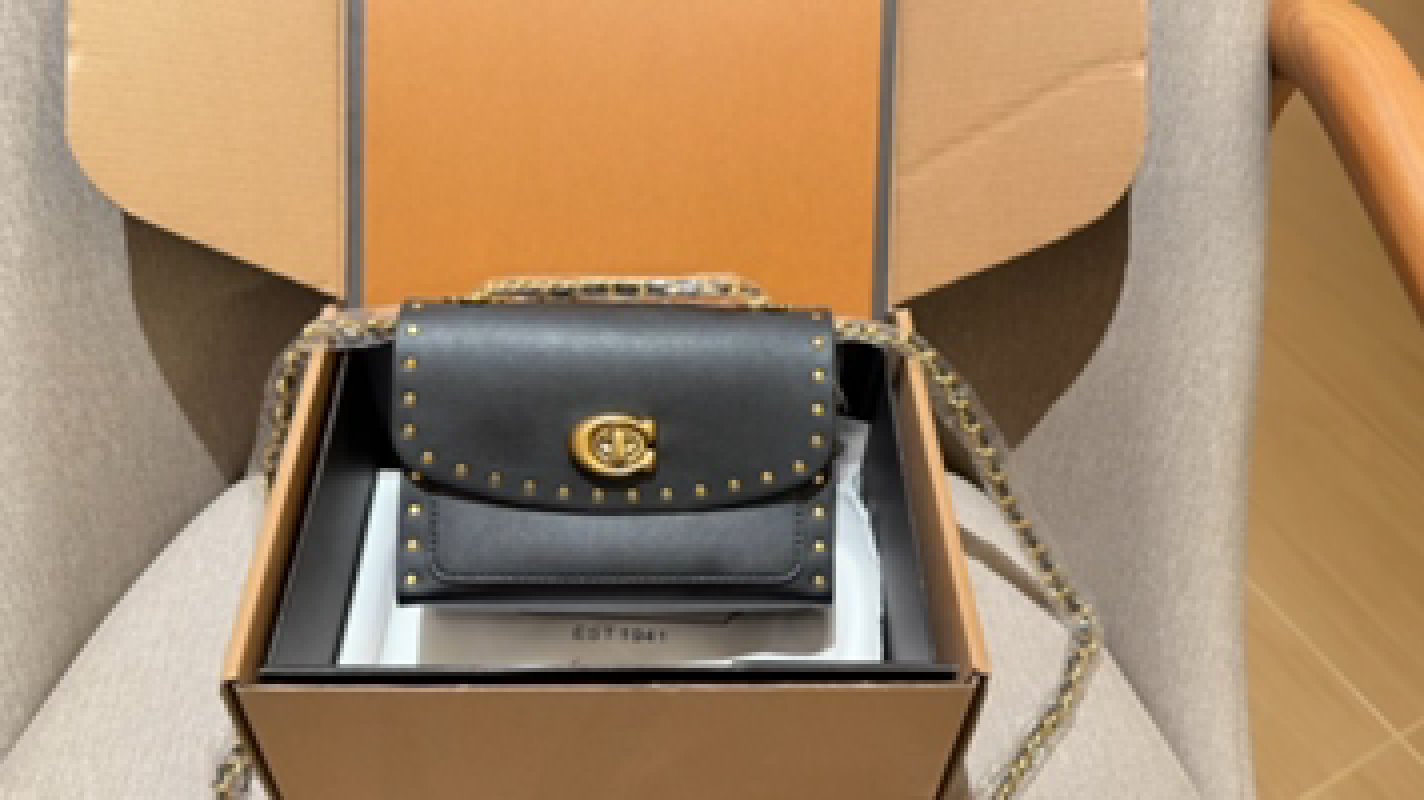Tory Burch Black Studded Shoulder Bag with Gold Hardware