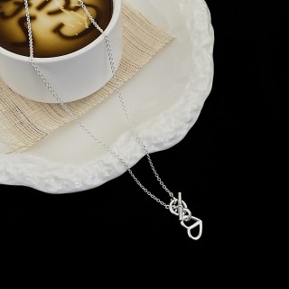 Silver Heart & Pig Nose Pendant Necklace view 4