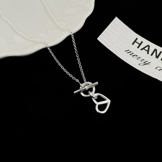 Silver Heart & Pig Nose Pendant Necklace view 7