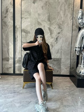 Louis Vuitton Monogram Black T-Shirt Dress view 4