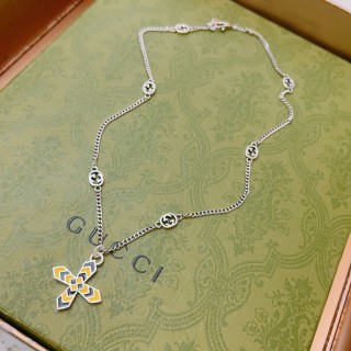 Gucci Double G Anger Forest Cross Pendant Chain Necklace Silver view 2