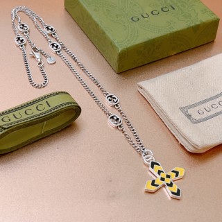 Gucci Double G Anger Forest Cross Pendant Chain Necklace Silver view 3