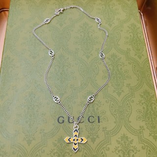 Gucci Double G Anger Forest Cross Pendant Chain Necklace Silver view 4