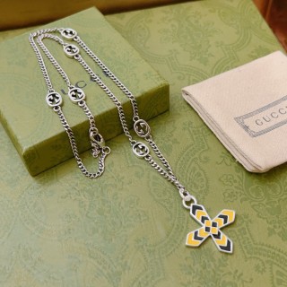 Gucci Double G Anger Forest Cross Pendant Chain Necklace Silver view 5