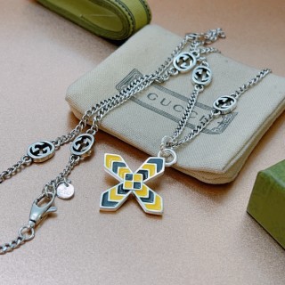 Gucci Double G Anger Forest Cross Pendant Chain Necklace Silver view 6